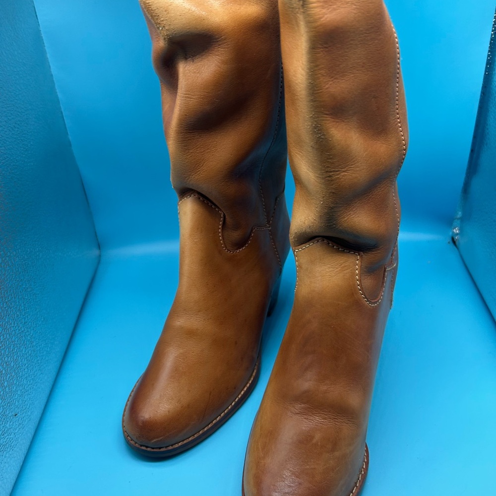 Predictions Camel Leather Boots Vintage - Picture 3 of 8